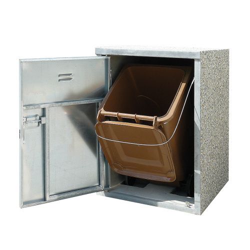 Containerstellplatz aus Waschbeton/Stahlblech für 120/240 Liter Behälter