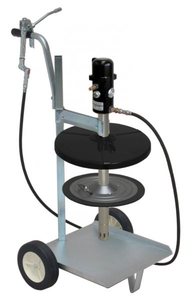 Druckluftschmiergerät pneuMATO 55 fahrbar mit 6,5 m Hochdruckschlauch DN6 für 18/20 kg Fetteimer, In