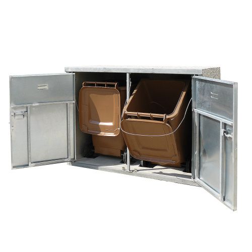 Containerstellplatz für 2x Kunststoffbehälter 120/240 l | Robuste und sichere Aufbewahrung